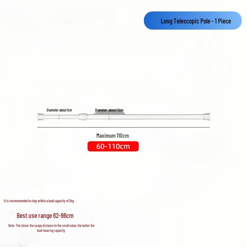 Telescopic No-Drill Curtain & Clothes Drying Rod for Balcony, Door, and Shower