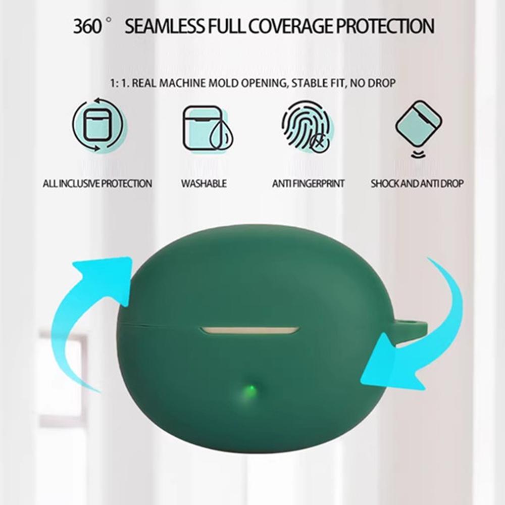 For QCY Crossky C50 Silicone Case Wireless Earphones Protective Cover with Anti-Lost Buckle