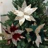 Simulated Flower Pendant With Sequins Design Christmas Home Decoration Prop For Holiday Decor And Diy Wreaths