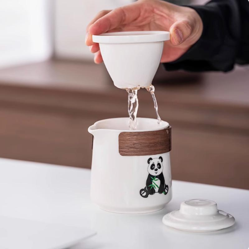 Panda Portable Travel Tea Set One Pot Three Cups Quick Cups Outdoor Camping Kung Fu Brewing Teapot Companion Gift