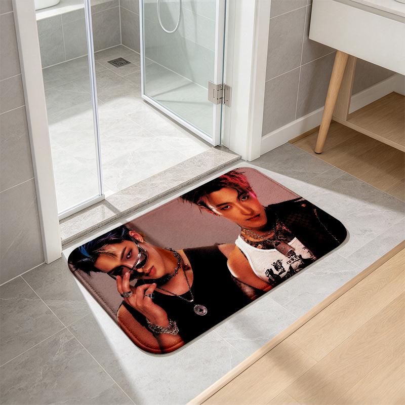Hongjoong Print Flannel Kitchen Mat Christmas Soft Area Rug Non Slip Floor Carpet Home Decoration