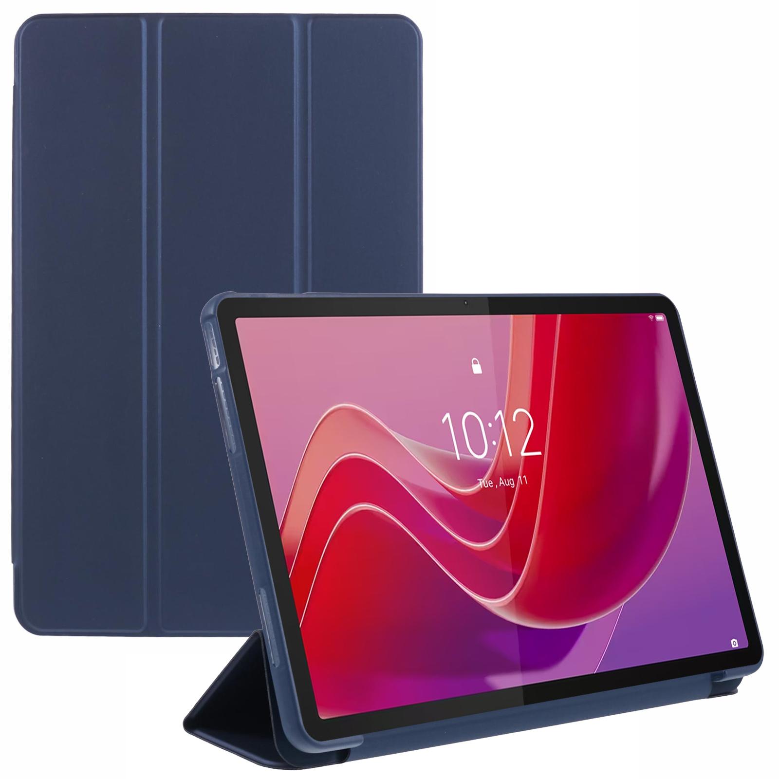 

Для Lenovo Tab M11/Xiaoxin Pad 11 2024 Чехол Кожа+Силикон Тройная подставка Накладка Чехол для планшета Dark Blue