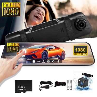 10 Inch Car DVR Car Touch Screen Video Recorder Dual 1080P RearView Mirror Dashcam Camera Drive Recorder FM Night Vision Camera