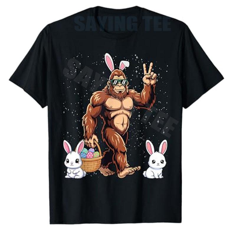 Bigfoot Easter Day Rabbit Funny Easter Sasquatch Bunny Eggs T-Shirt Y2k Bunny Eggs Hunt Apparel Novelty Gifts Graphic Saying Tee S разноцветный