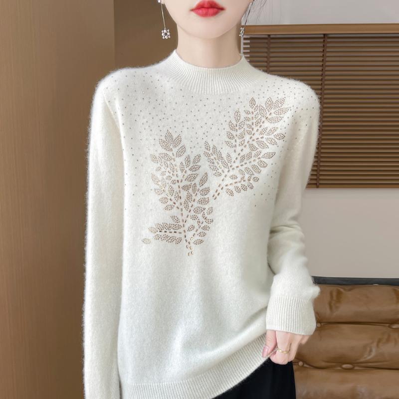 Women's Cashmere Sweater Qinghe Cashmere 30% Cashmere 70% Wool Autumn and Winter Pullover Warm and Fashionable