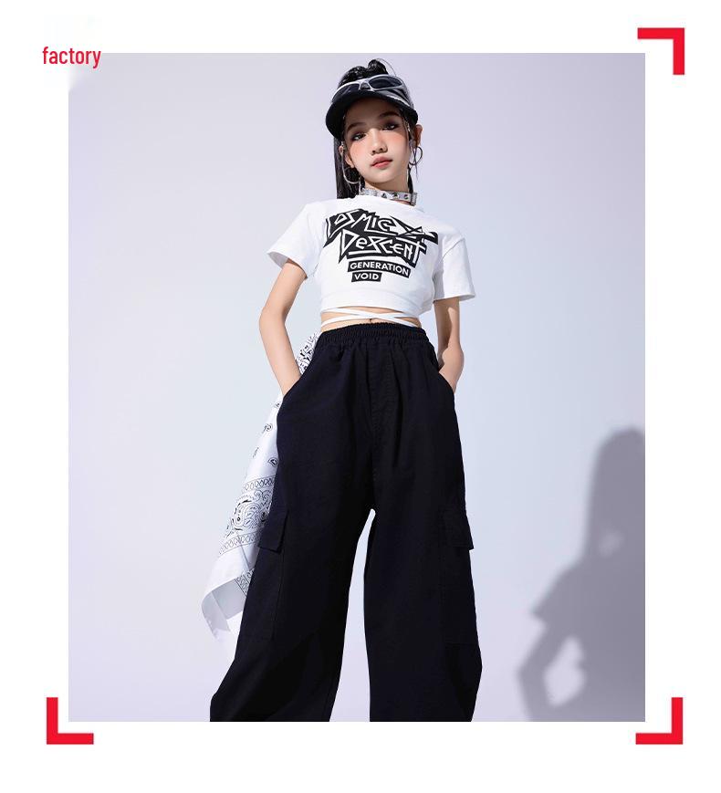 Girls' Trendy Jazz & Hip Hop Dance Costume - Crop Top & Street Dance Set for Kids
