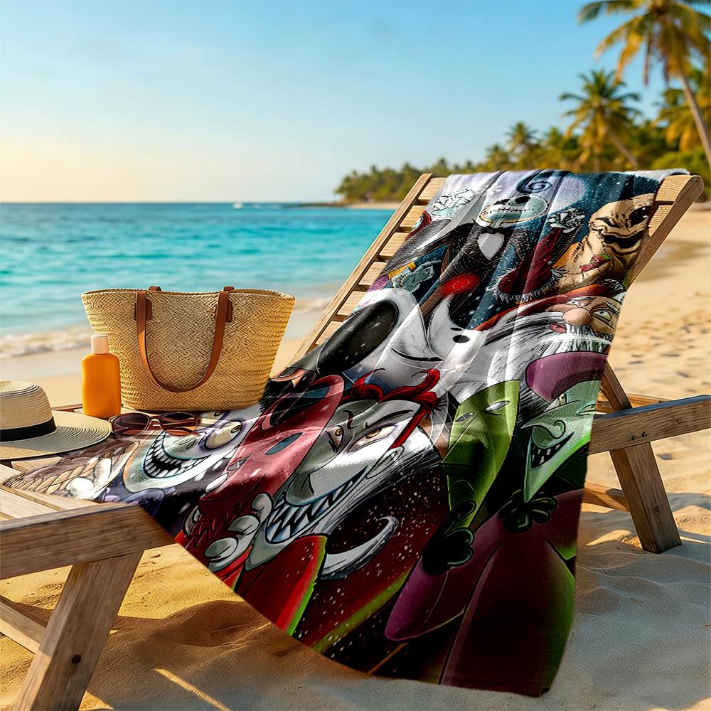 Christmas Nightmare Beach Towel Quick-Dry Soft Microfiber Comfortable Lightweight Perfect for Traveling Yoga Camping and Swimming