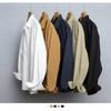 Spring and Autumn Casual Shirts for Man Retro Style Long Sleeve Top Daily Pure Cotton Turn Down Collar Solid Color Shirt with Pocket