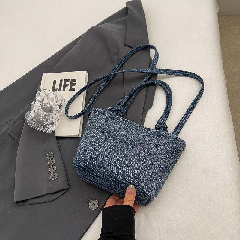 

Модная джинсовая маленькая сумка-ведро для женщин, модные универсальные сумки на одно плечо с застежкой-молнией, женские повседневные сумки