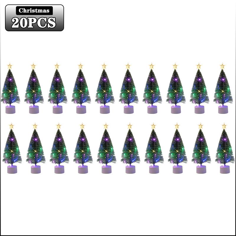 Mini LED1-20PCS Christmas Tree Desktop Tabletop Artificial Xmas Tree Holiday Party Home Office Decoration