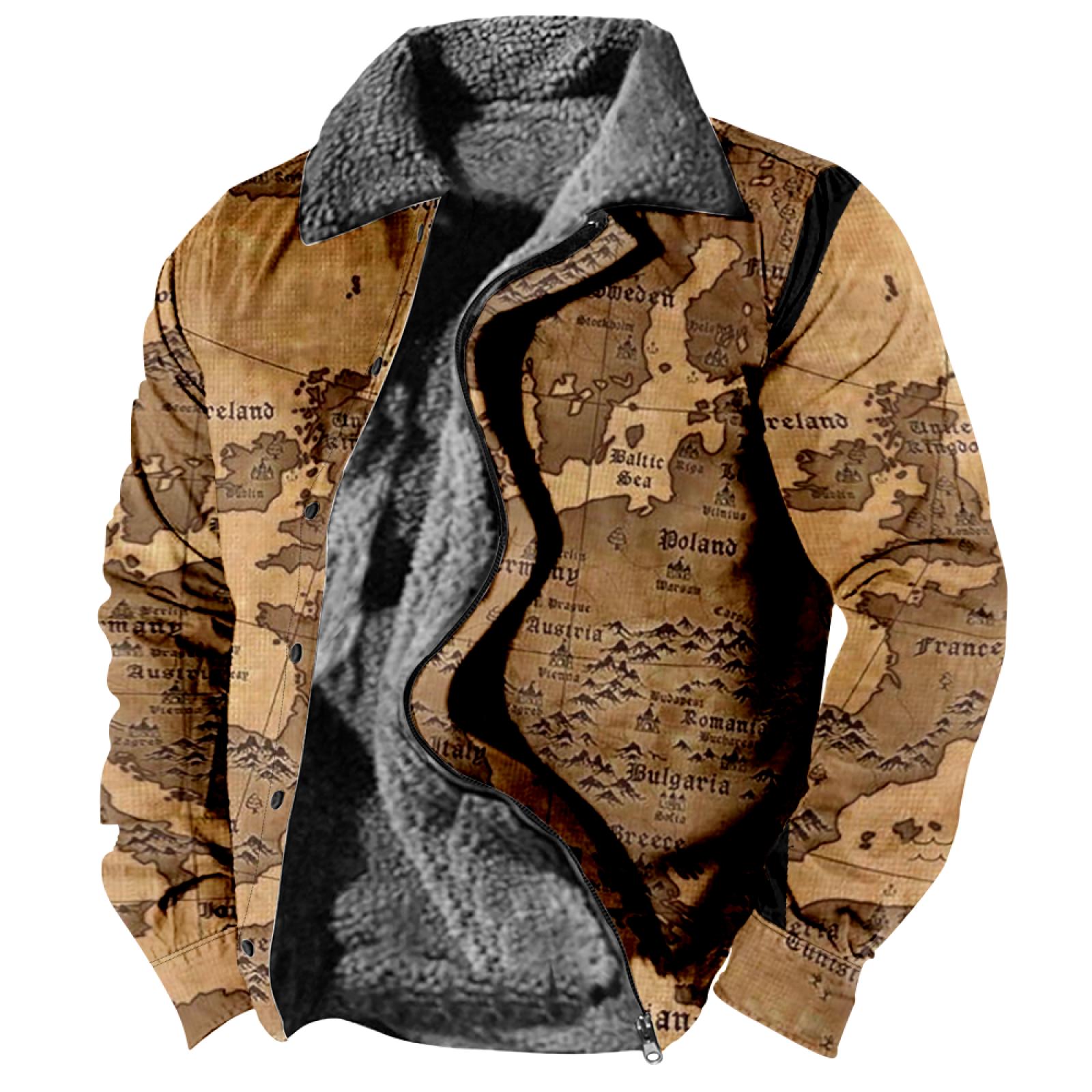 

Чоловіче зимове товсте пальто з довгим рукавом і ґудзиком на Хеллоуїн M коричневий