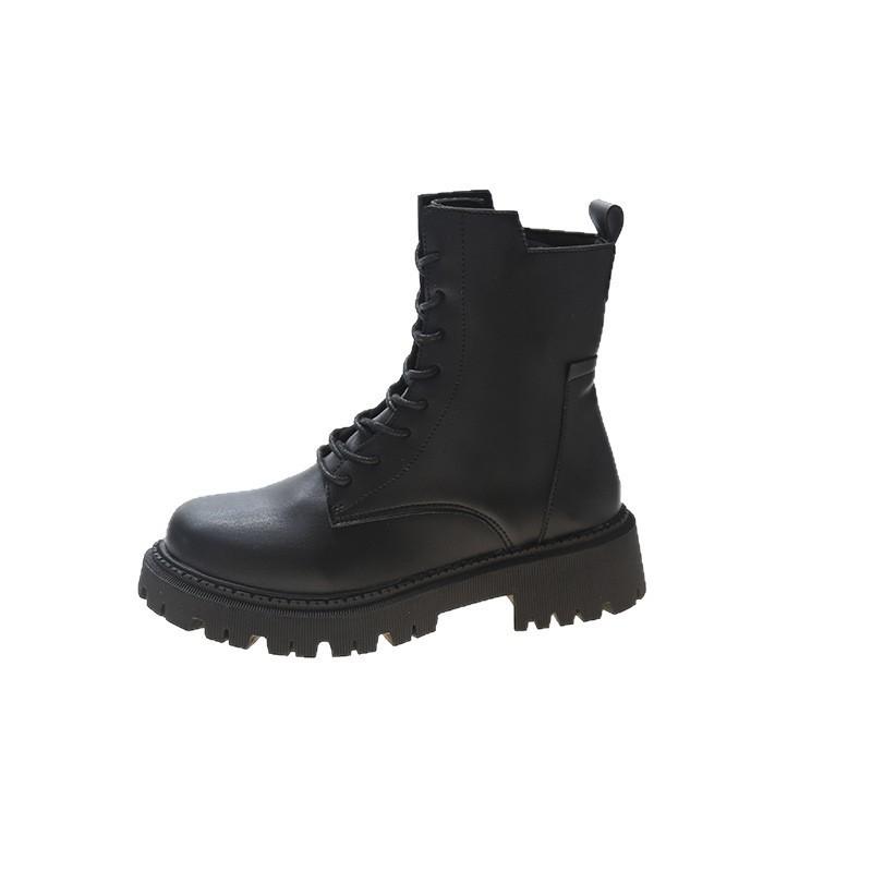 Locomotive boots lace-up fashion short boots student platform new short Martin boots women's versatile British style black