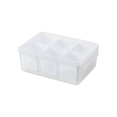 1PC Fridge Organizer Food Storage Box Kitchen Organizer Drain Basket Vegetable Fruit Crisper 6 Grid
