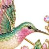 Metal Pin Brooch Pin Hummingbird Flower Design Lapel Enamel Glaze