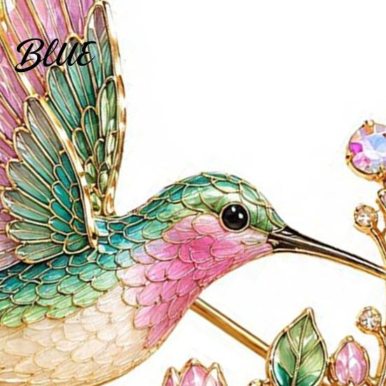 Metal Pin Brooch Pin Hummingbird Flower Design Lapel Enamel Glaze