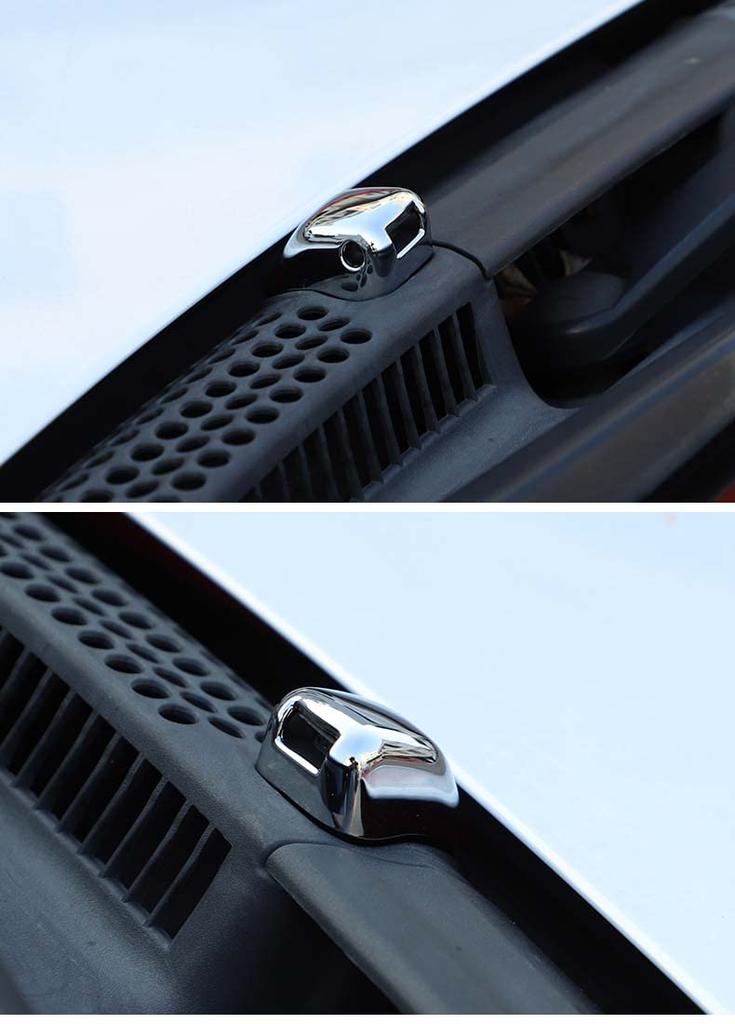 Hcilloend Silver Set of Wiper Nozzle Covers for the New Fiat 500 Windshield Washer Nozzle Car Wiper Water Spray Nozzle Cap Chrome Front Washer Nozzle