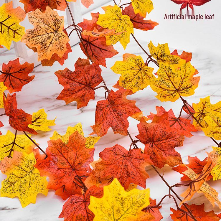Red Maple Leaf Autumn Vine: Artificial Flower Wall & Ceiling Decor