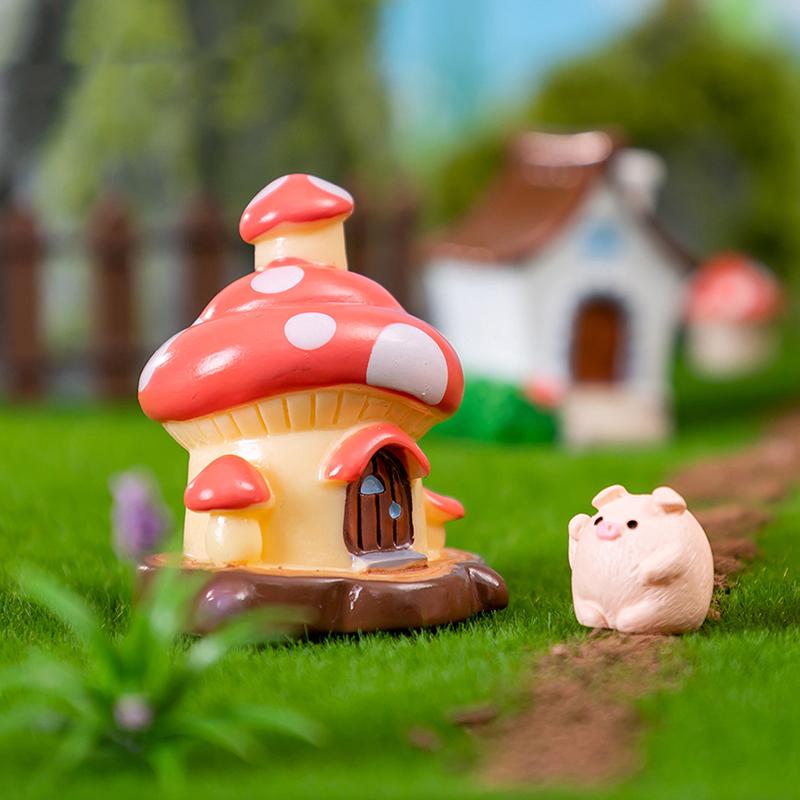 Mini Cartoon Mushroom Pumpkin House Micro Landscape Decoration For Car Home Desktop Ornaments
