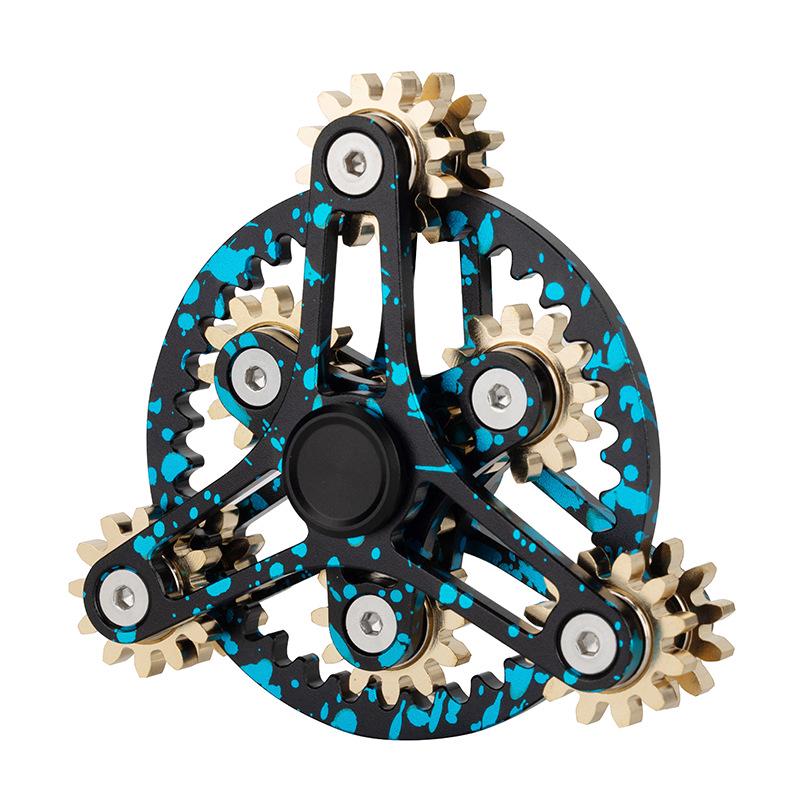 Nine-Tooth Pure Copper Metal Alloy Gear-Linked Fidget Spinner Ferris Wheel with 34-Gear Rubik's Cube Design