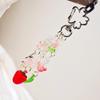 Heart-Shaped Strawberry Pendant Keychain with Tulip Pearl - Sweet Style Women's Jewelry