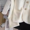 GMXIA Small Fragrant Gold Button White Mink Cashmere Knitted Cardigan Women Spring Soft Soft Sweater Coat Coat Winter