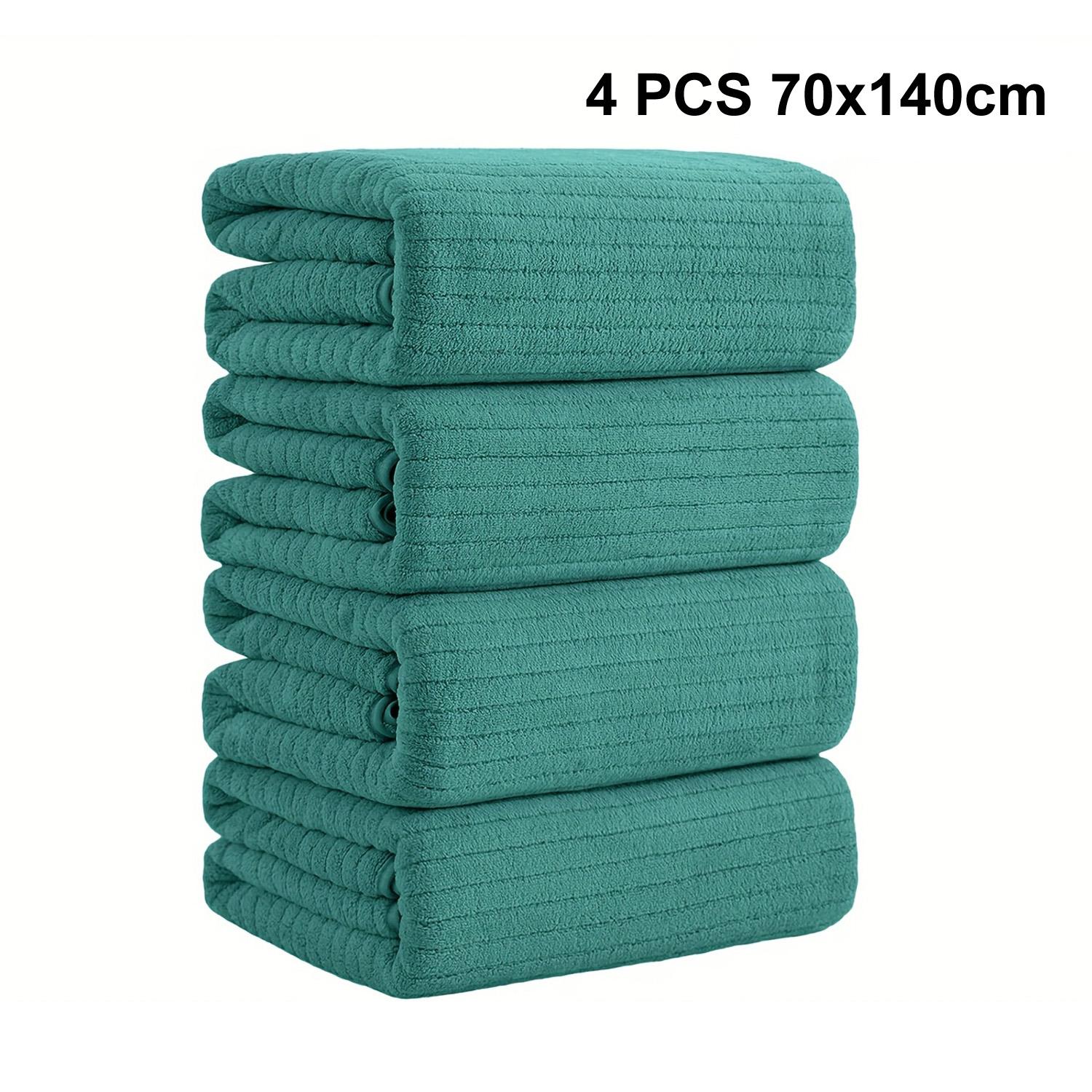

4PCS Bath Towels Set Large Towel Microfiber Absorbent Super Soft Bathroom Quick Dry Shower Towels for Home Adults Family Hotel 4pcs 70x140cm зелений
