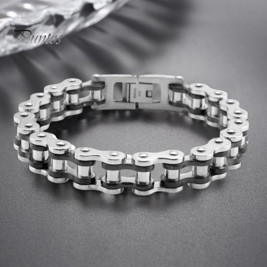 Unisex náramek design motocyklového řetězu nerezová ocel punk hip-hop styl lesklý hladký náramek na zápěstí pro různé příležitosti