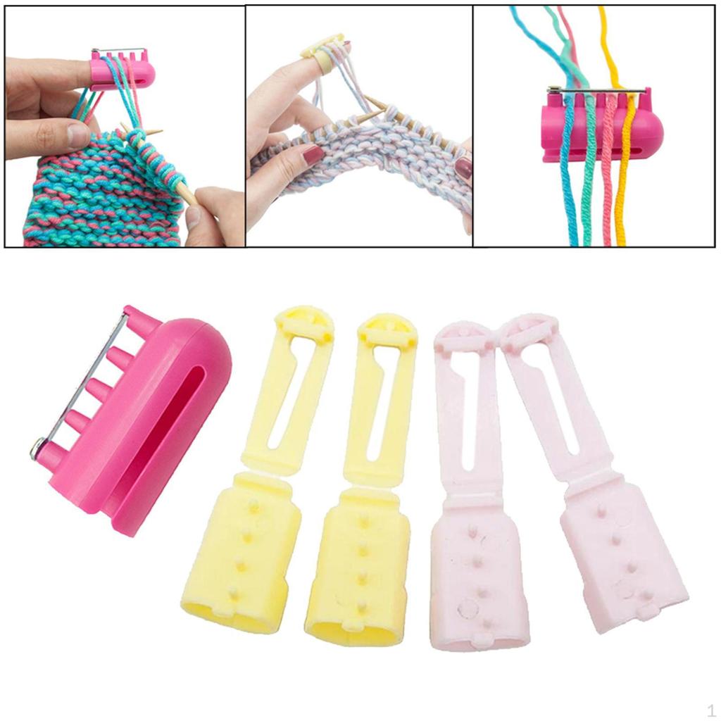 Set de 5 piese Ghid de fire pentru tricotat și croșetat, Suport pentru deget, Degetar, Cârlig,