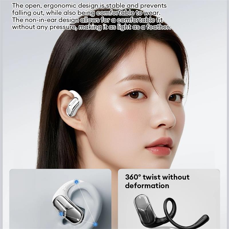 Lenovo AC101 Auricolari ad conduzione aerea ad orecchio aperto – Bluetooth 6.0, Driver Hi-Fi da 14,2 mm, Batteria da 30 h, Chiamate HD ENC, IPX4 Sport Waterproof