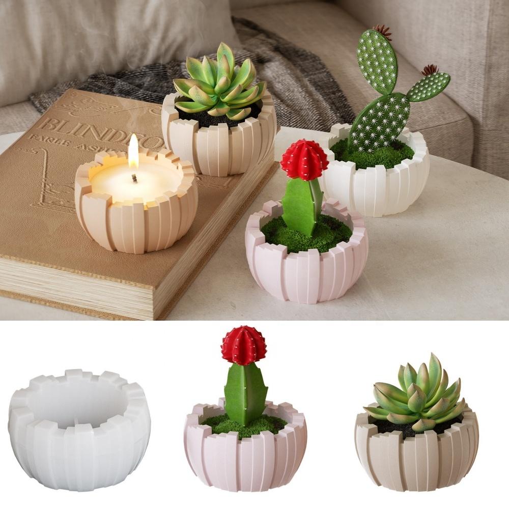 DM1210 Concrete Flower Pot Silicone Mold Succulent Plants Cement Plant Pot Molds DIY Planter Art Craft for Home Decor Ornament