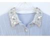 2025 Spring Grey Knit Cardigan with Sequin & Rhinestone Lapel