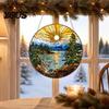 Retro Style Suncatcher Acrylic Scenery/Bird Hanging Ornament, Stained Glass Pendant, Double Sided Indoor Christmas Wall Decor Decoration with