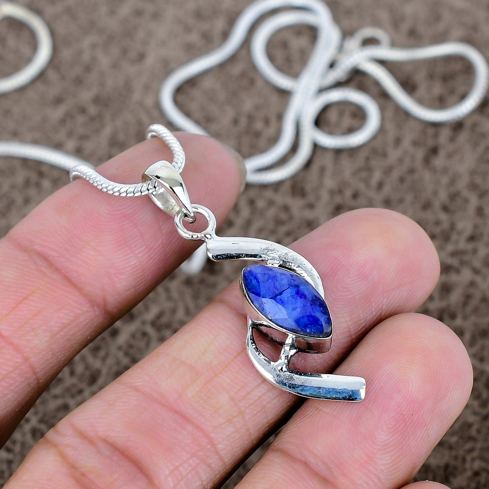 

Blue Jade Gemstone Handmade 925 Sterling Silver Jewelry Pendant 1.65 KKG-582