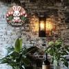 Cute Tulip Rabbit Wooden Hanging Sign, Aesthetic Room Decor for Door, Living Room & Bedroom, Sweet Pastoral Style Wall Plaque