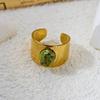 Turquoise Green Stone Turquoise Stone Ring Stainless Steel Boho Ring  Finger Accessories