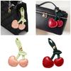 3D Cherry Keychain Charm Bag Accessory Fashionable PU Leather Fruit Shape Key Ring Ornament for Women Handbag Decoration