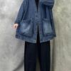 European High-End Wide-Leg Denim Jacket with Large Pockets, Plus Size & Loose Fit - Spring 2025