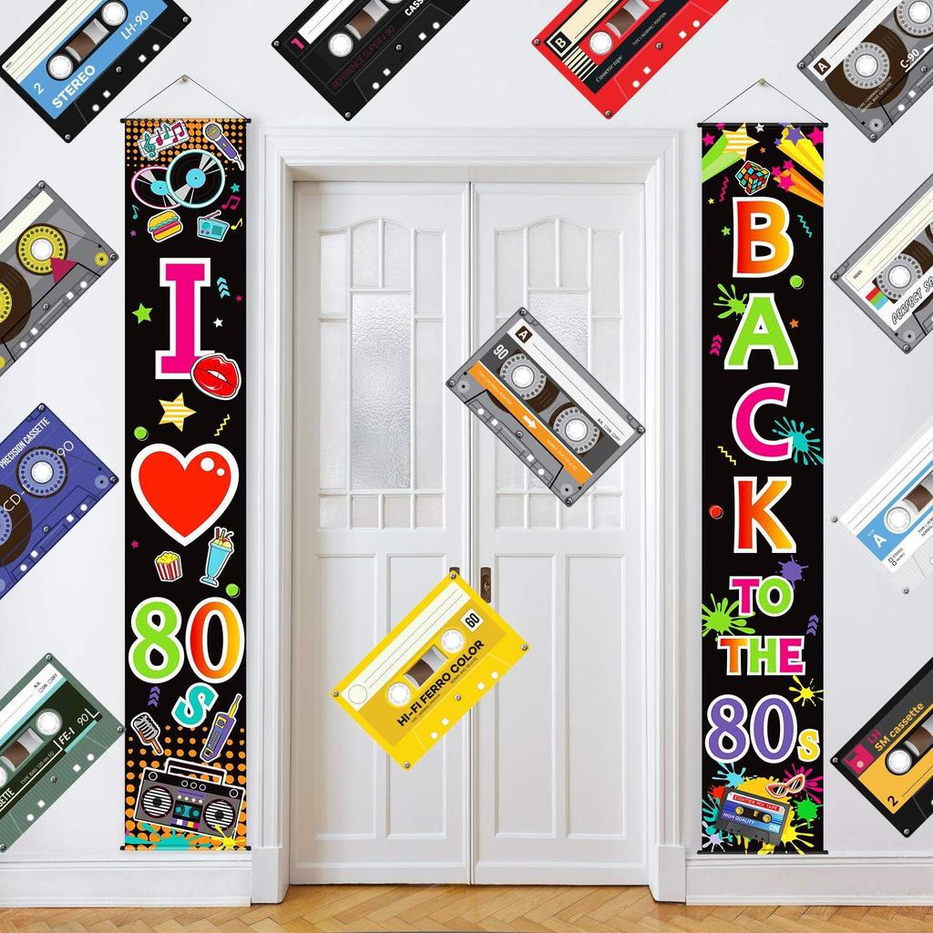 Blulu 70s 80s Party Decoration 90s 80s Banner I Love 1980s Backdrops Back to The 1980s 1970s Hanging Porch Signs for Wall Door Decor Hip Hop Rock