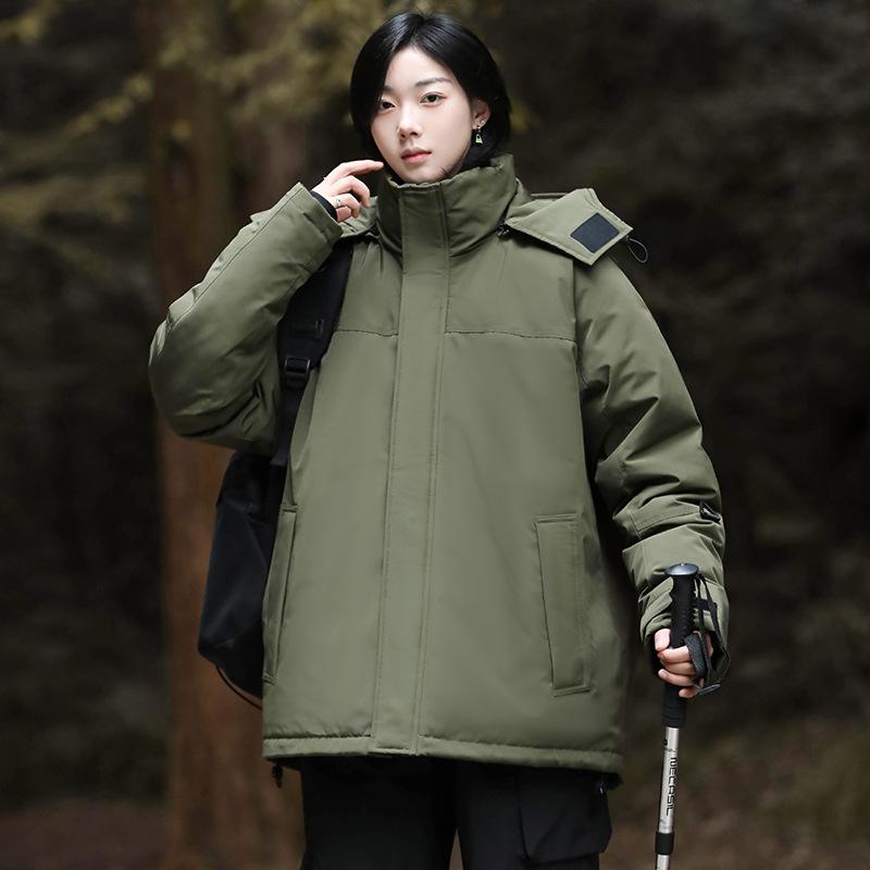 Men's and Women's Couple Hooded Down Jacket Workwear Thickened and Warm Trend Winter New Down Jacket Loose Plus Size