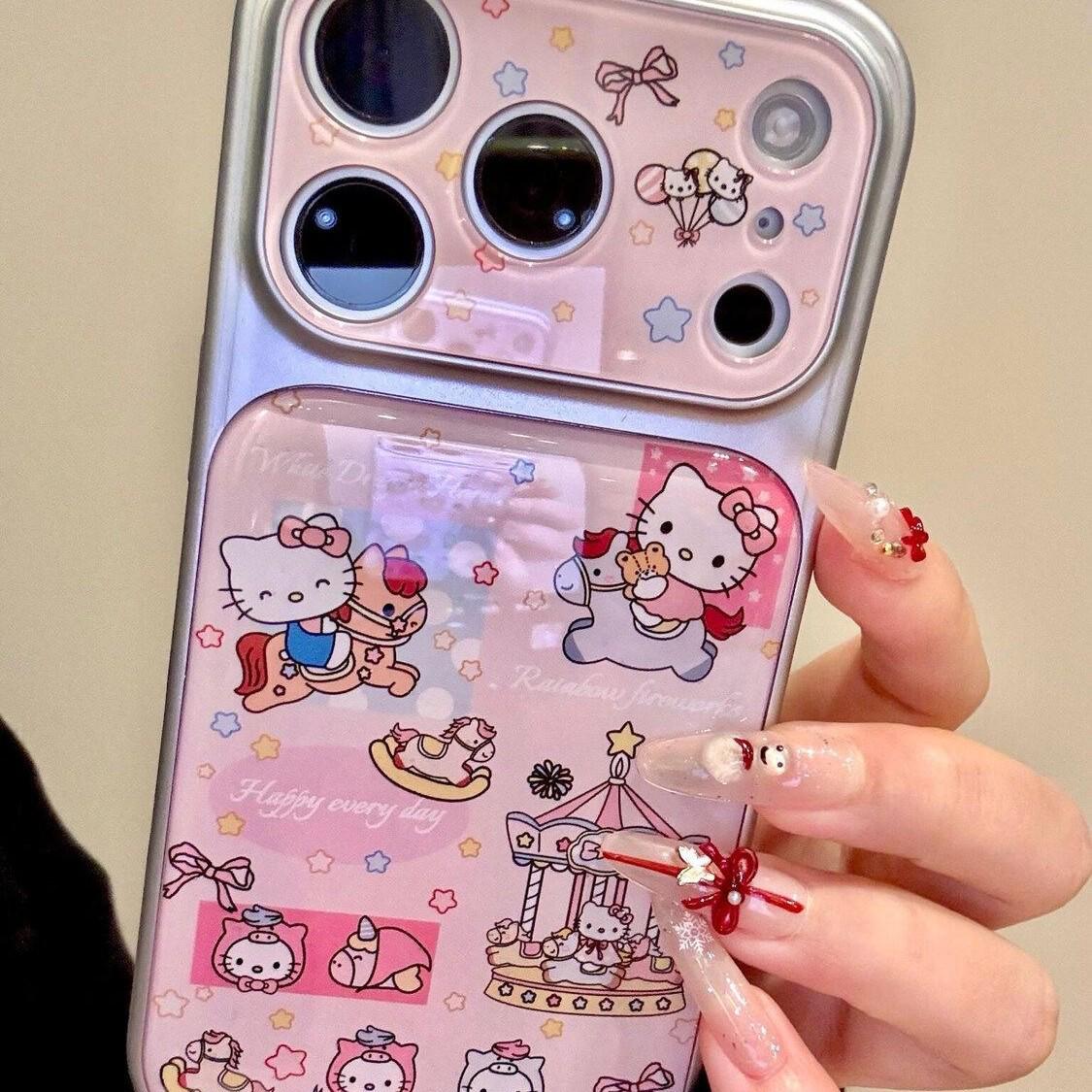 

Cute Amusement Park Cat iPhone 17/16 Case with Large Window for Girls iPhone 13 Pro