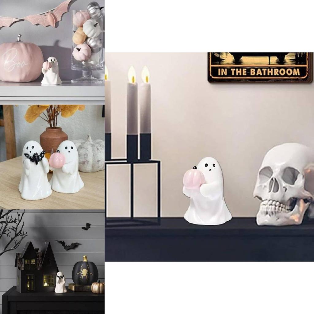 Charming Resin Pumpkin Bat Ghost Decoration For Festive Halloween Table Centerpiece