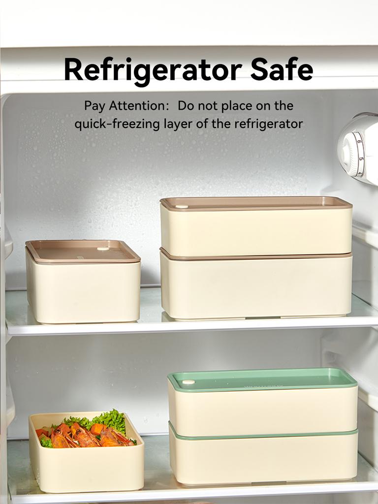 WORTHBUY Microwave Bento Box With Tableware Portable Double-layer Lunch Box Leak Proof Divided Food Containers For Student Kids