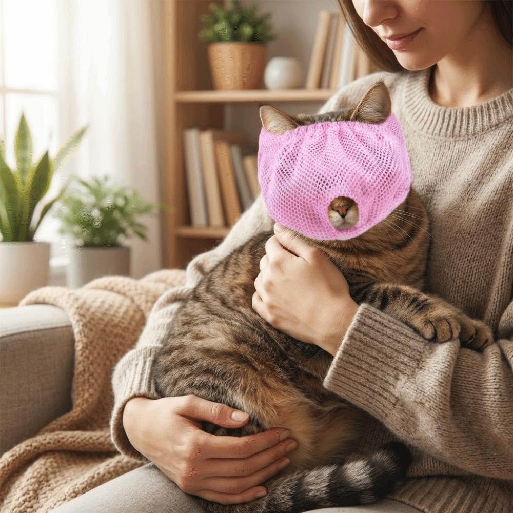 Mesh Cat Mouth Cover Breathable Washable Pet Grooming Mask Comfortable Adjustable Safety Protective Cover Nail Trimming