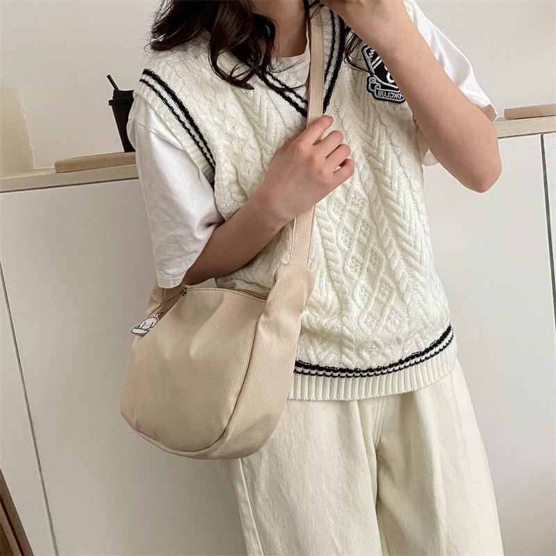 New Candy Color Waffle Art Student Versatile Simple Daily Women's Shoulder Crossbody Bag