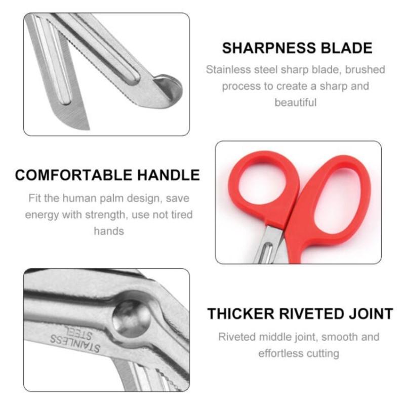 Stainless Medical Rescue Scissors Plastic Handle Steel Wound Gauze First Aid Scissors Practical Outdoor Nurse Scissors Hand Tool