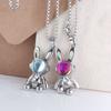 Fashionable Titanium Steel Dancing Rabbit Pendant Necklace 60cm And 70cm Optional Design Couple Sweater Chain