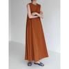 K-style Plus Size Women's Clothing Casual Baggy Tank Dress Minimalist Pure Color Sleeveless Round Neck Mid-Length Dress Dress