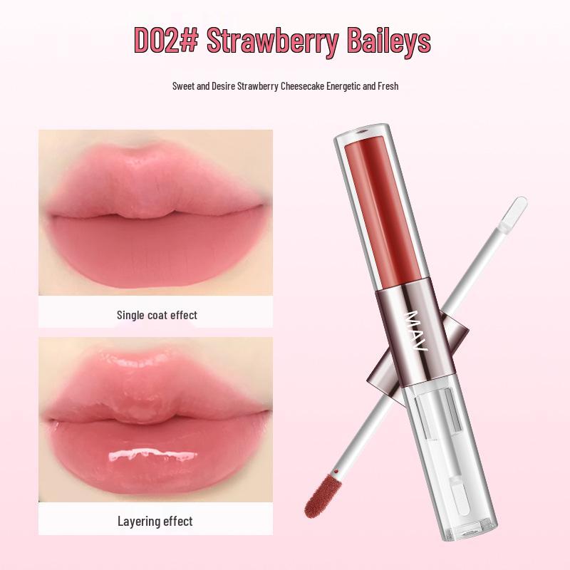 MAV Double-Headed Plumping Lip Gloss: Colorfast, Non-Staining, Mirror Finish Lip Mud for Students