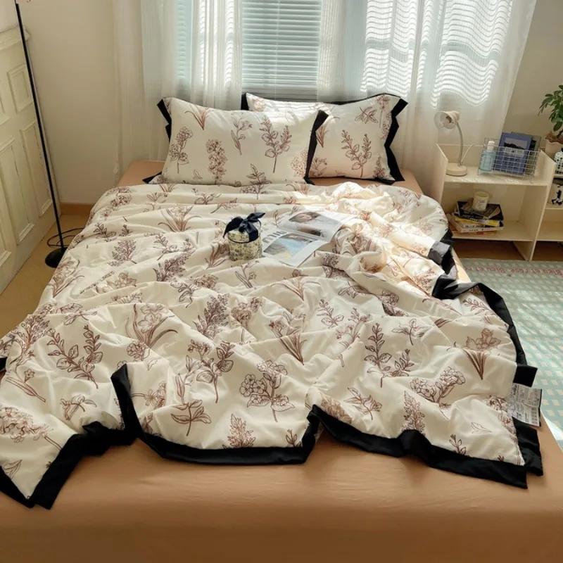 Hepburn Spitze Gewaschene Baumwolle Sommerdecke Vierteilig Sommer Doppel Einzel Sommer Kühle Decke Maschine Klimaanlagendecke