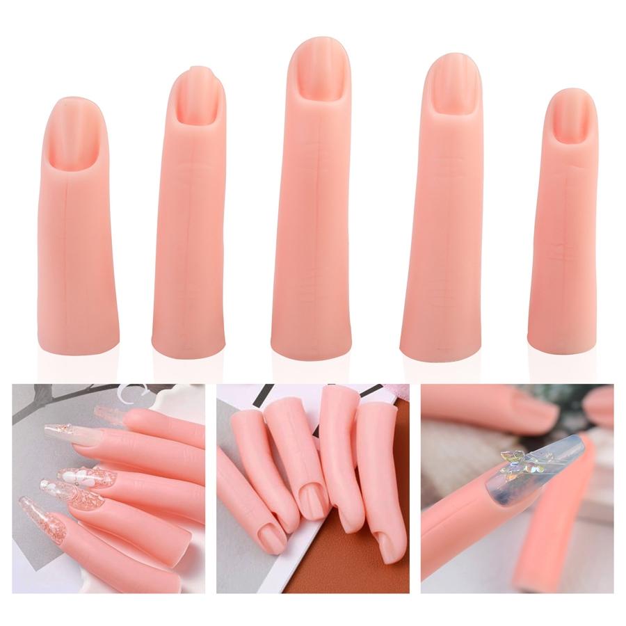 5Pcs Silicone Nail Art Practice False Fingers Set Manicure Training Tool